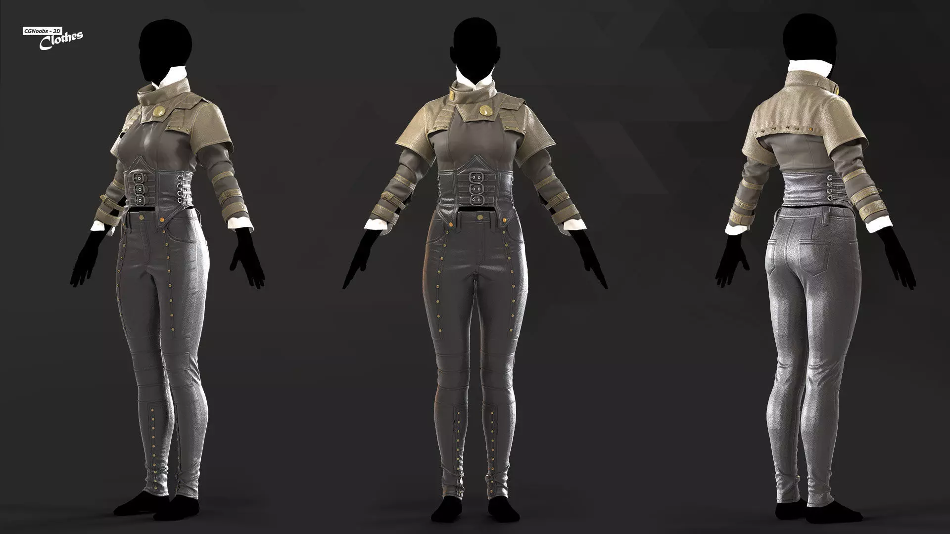Women Leather Set 102 in Marvelous Designer and Clo3D 3D model