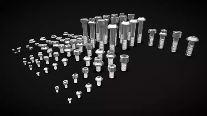 Bolts M3 M4 M5 M6 M8 M10 M12 3D model