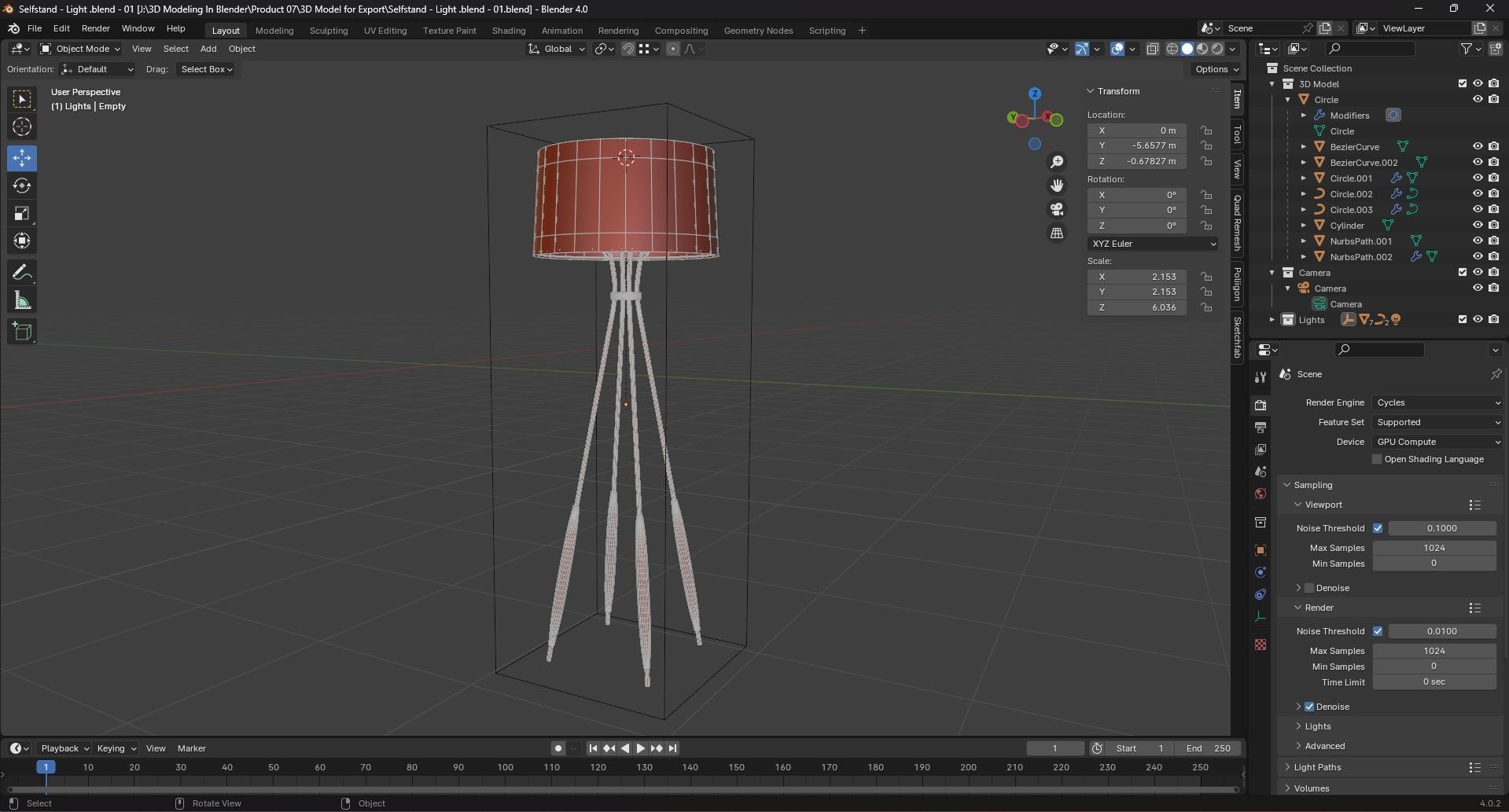 Self Stand - pendant lights 3D model_8