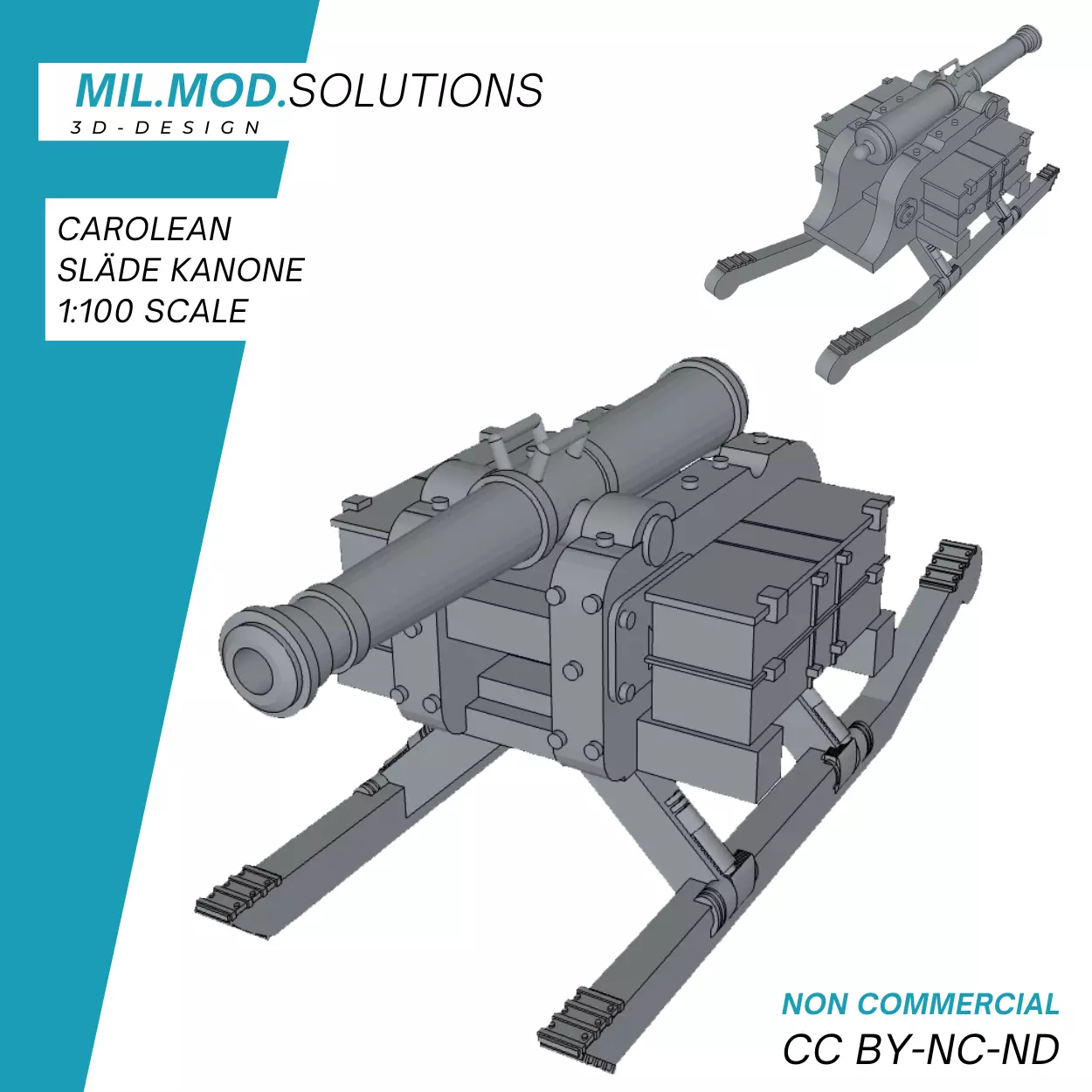 Slaede Kanone Karoleanische Schlittenkanone 3D print model_0
