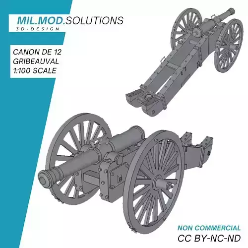 Canon de 12 Gribeauval 3D print model