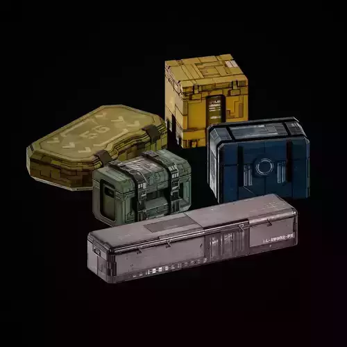 SciFi Crates Pack Vol 1 Low-poly 3D model