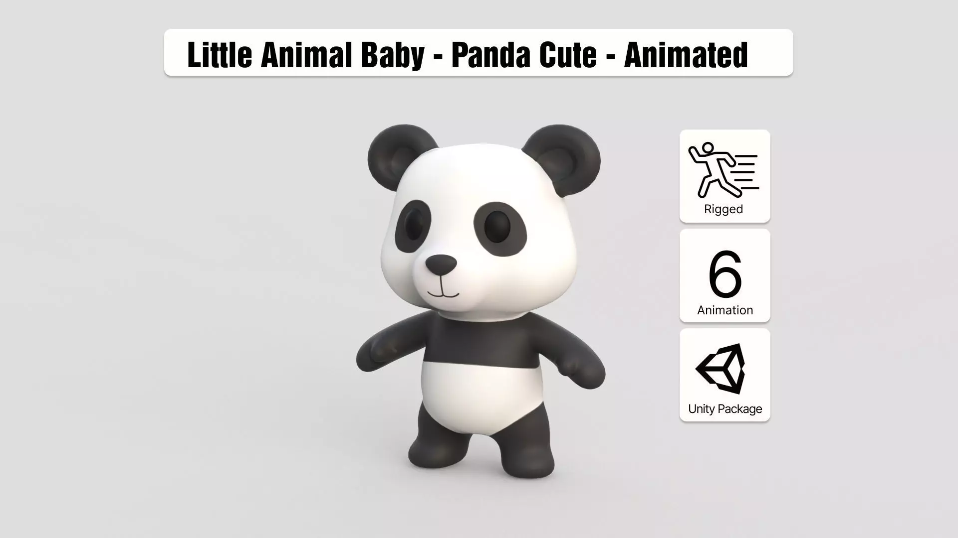 Little animal baby - Panda cute - Animated Low-poly 3D model