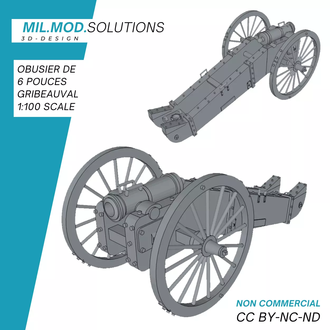 Obusier de 6 pouces Gribeauval 3D print model_0