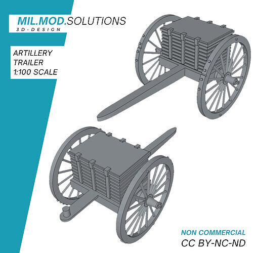 Artillerie Zugwagen mit Reinigungsstab 3D print model