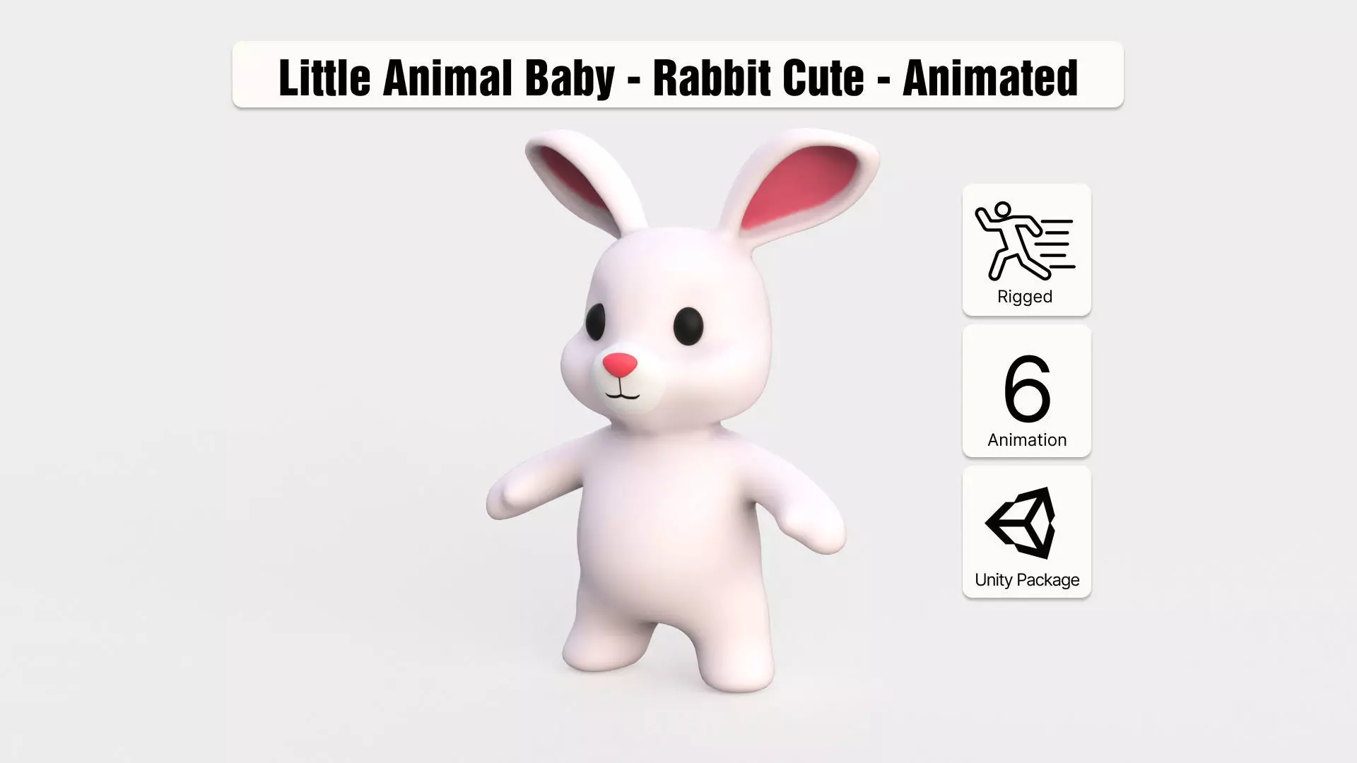 Little animal baby - Rabbit cute - Animated Low-poly 3D model