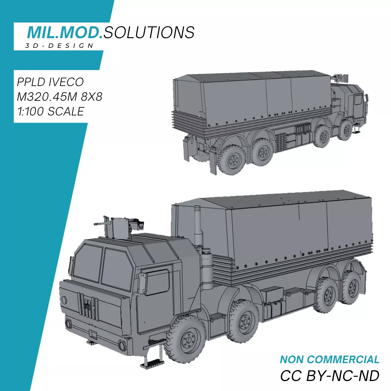 PPLD Iveco M320 45M 8x8 with 20 feet container 3D print model