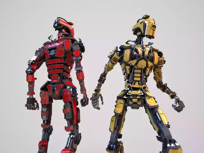 Gamerady robot with 6 color options Low-poly 3D model