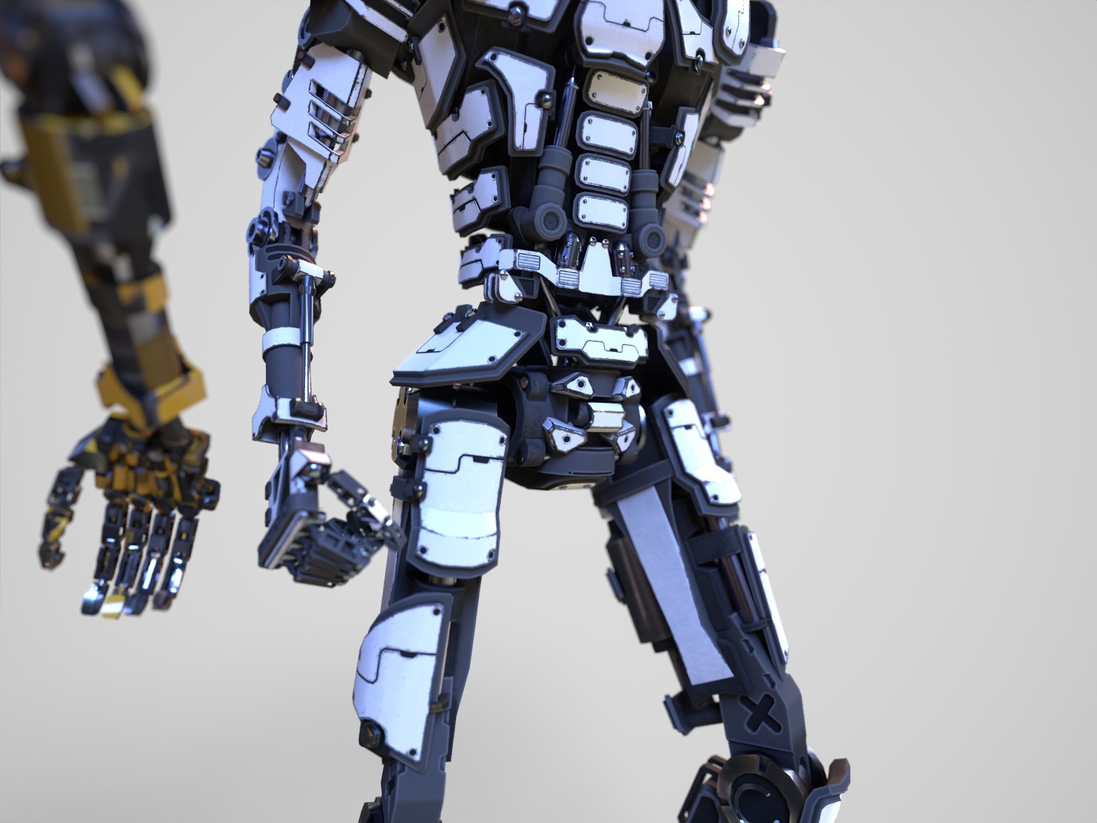 Gamerady robot with 6 color options Low-poly 3D model_9