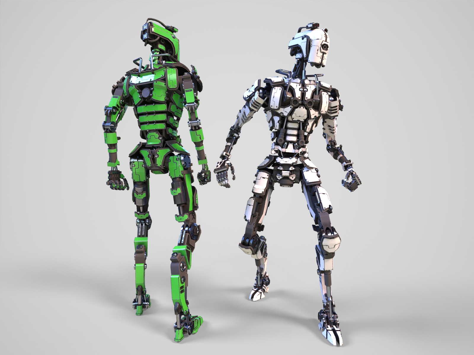 Gamerady robot with 6 color options Low-poly 3D model_20
