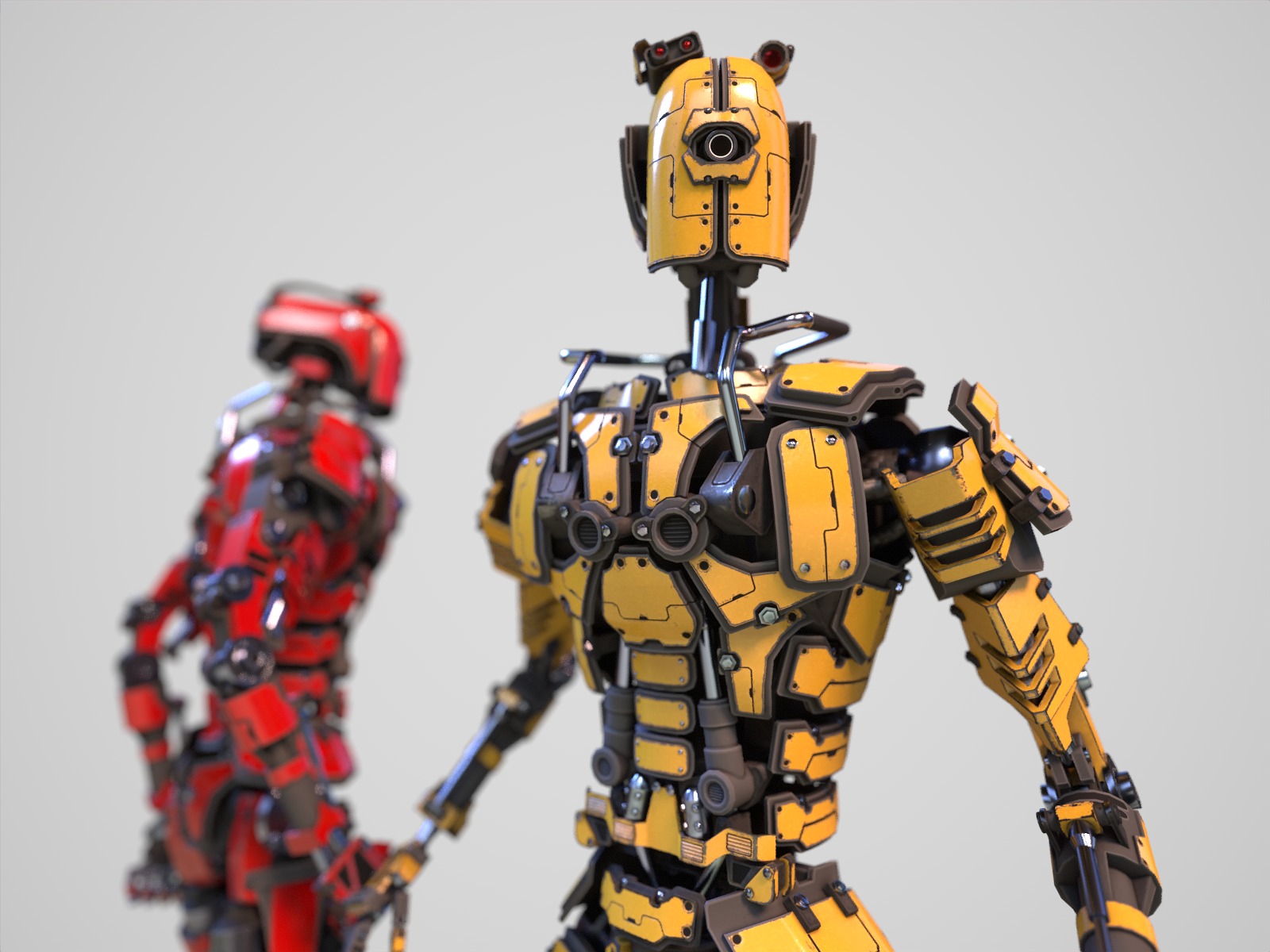 Gamerady robot with 6 color options Low-poly 3D model_5
