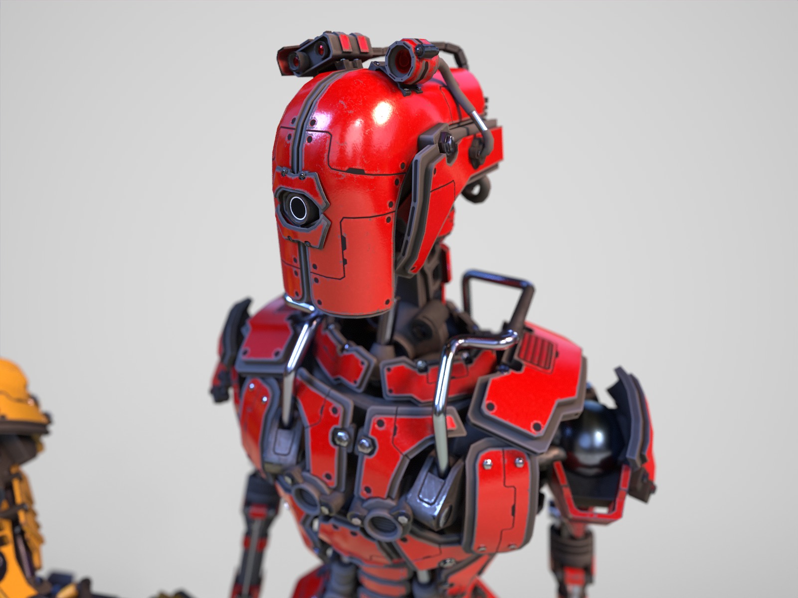 Gamerady robot with 6 color options Low-poly 3D model_6