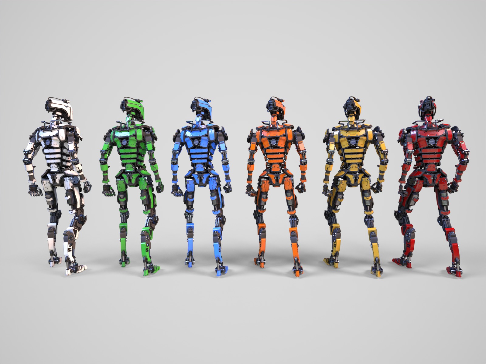 Gamerady robot with 6 color options Low-poly 3D model_3