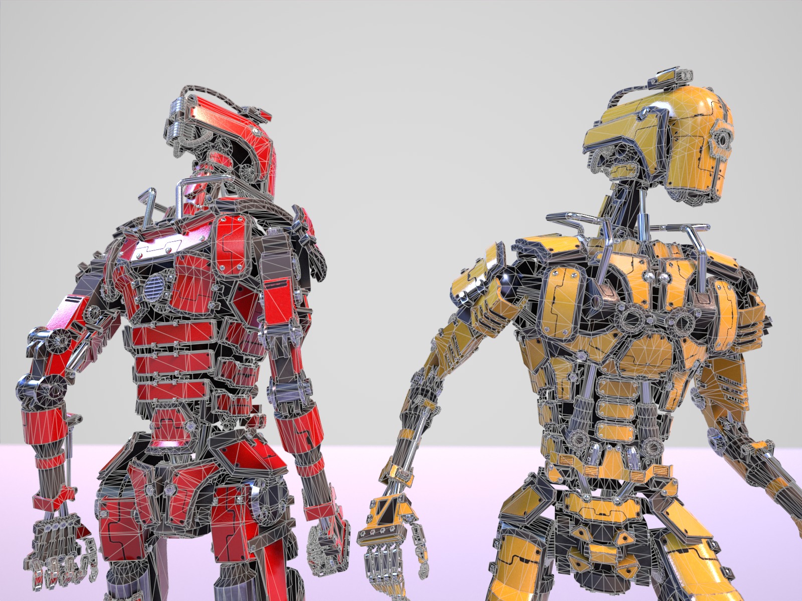 Gamerady robot with 6 color options Low-poly 3D model_28