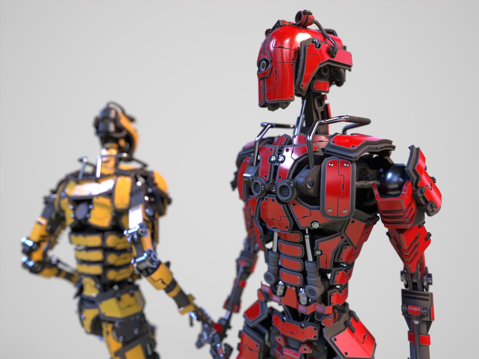 Gamerady robot with 6 color options Low-poly 3D model_4