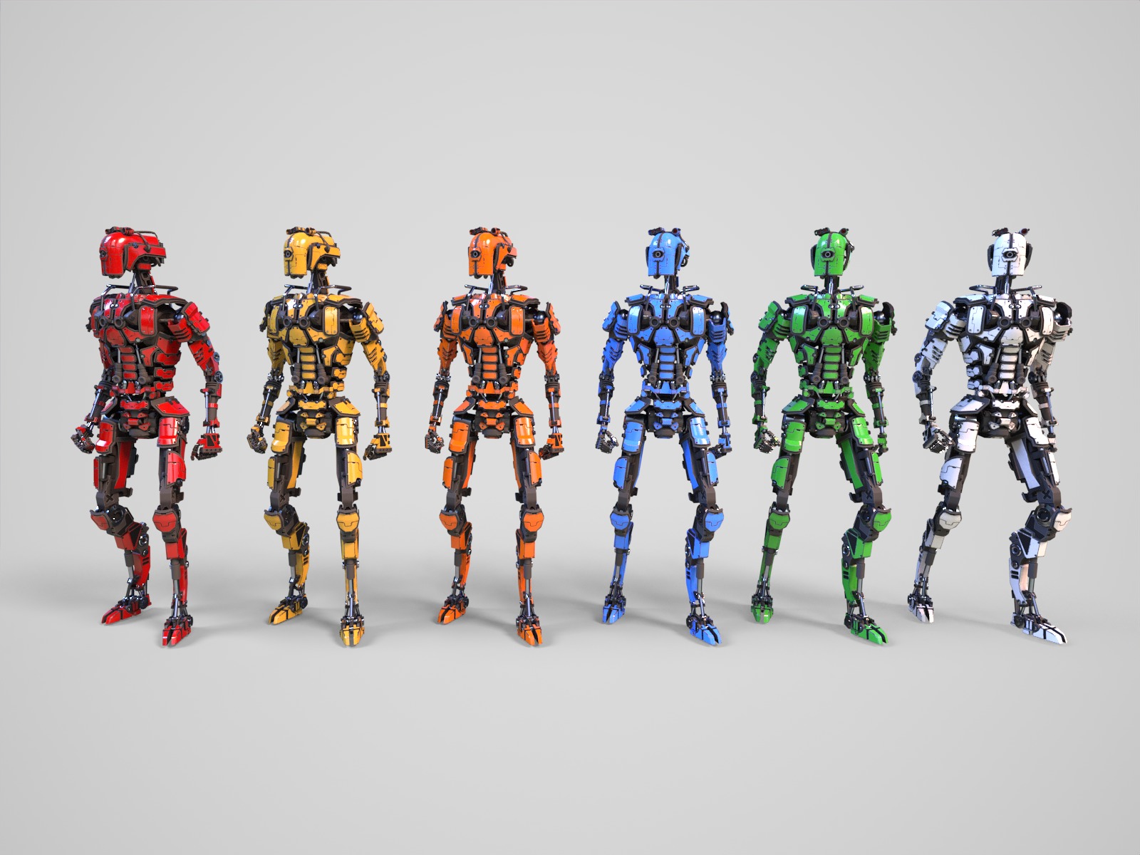 Gamerady robot with 6 color options Low-poly 3D model_2