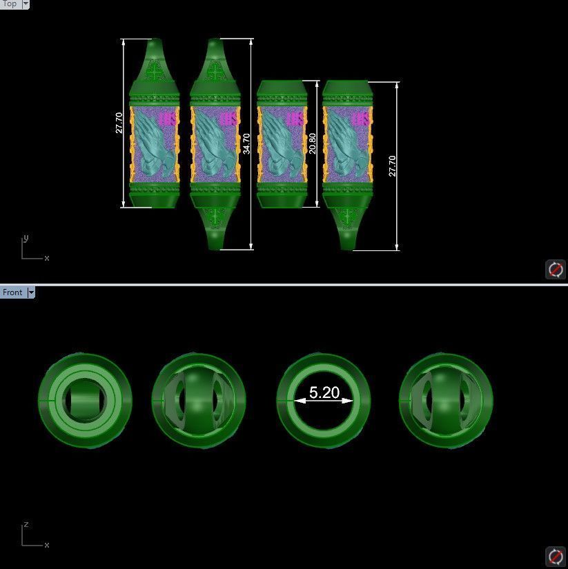 Charm bead spacer rope hands pray 3D print model_9