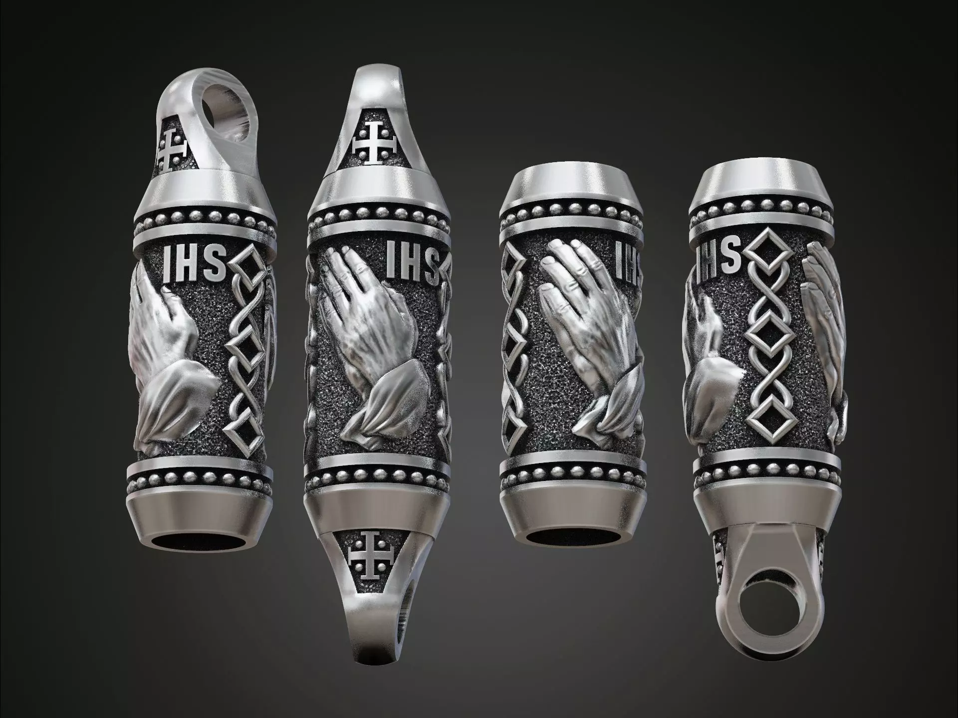 Charm bead spacer rope hands pray 3D print model_0