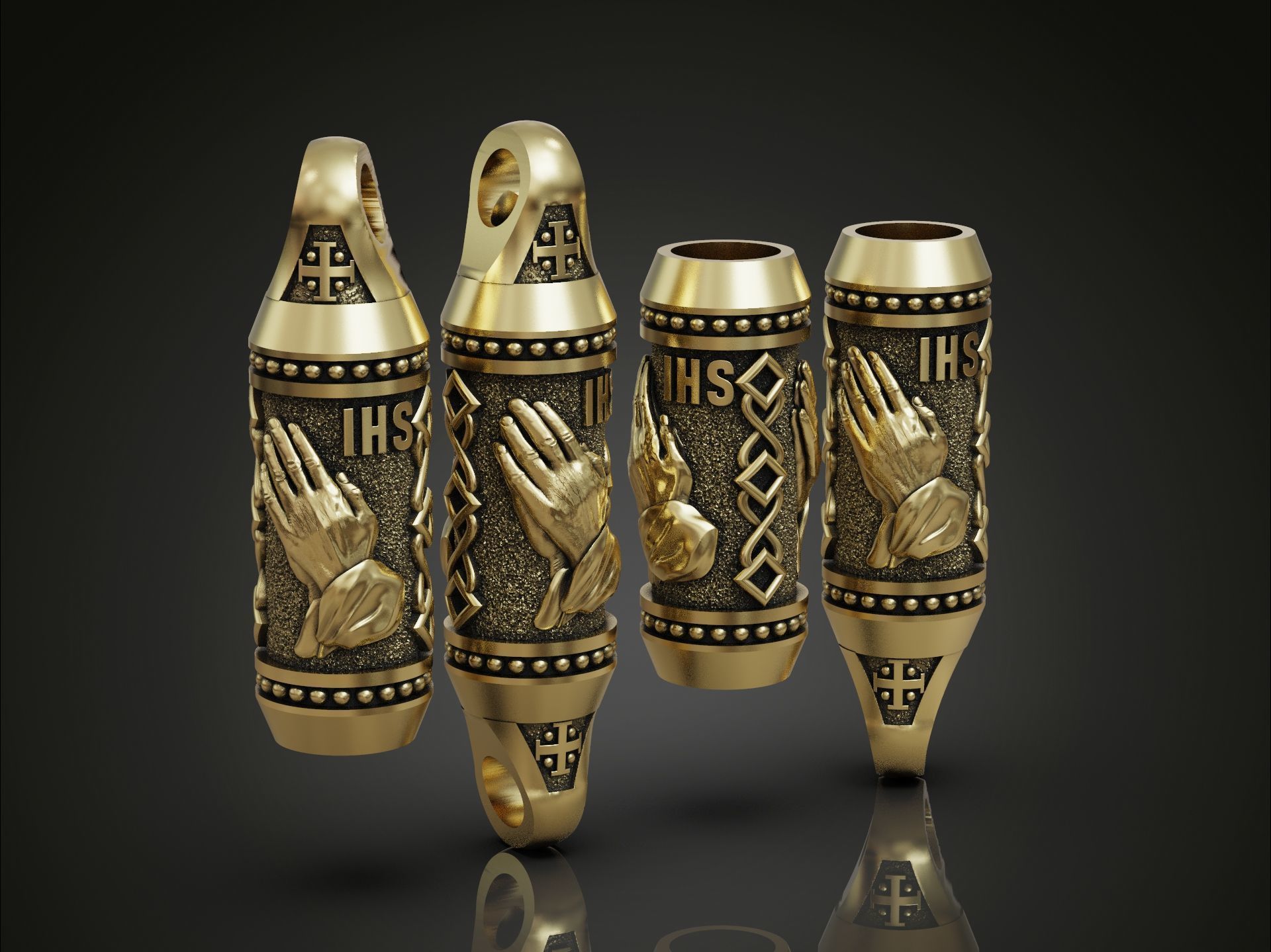 Charm bead spacer rope hands pray 3D print model_3