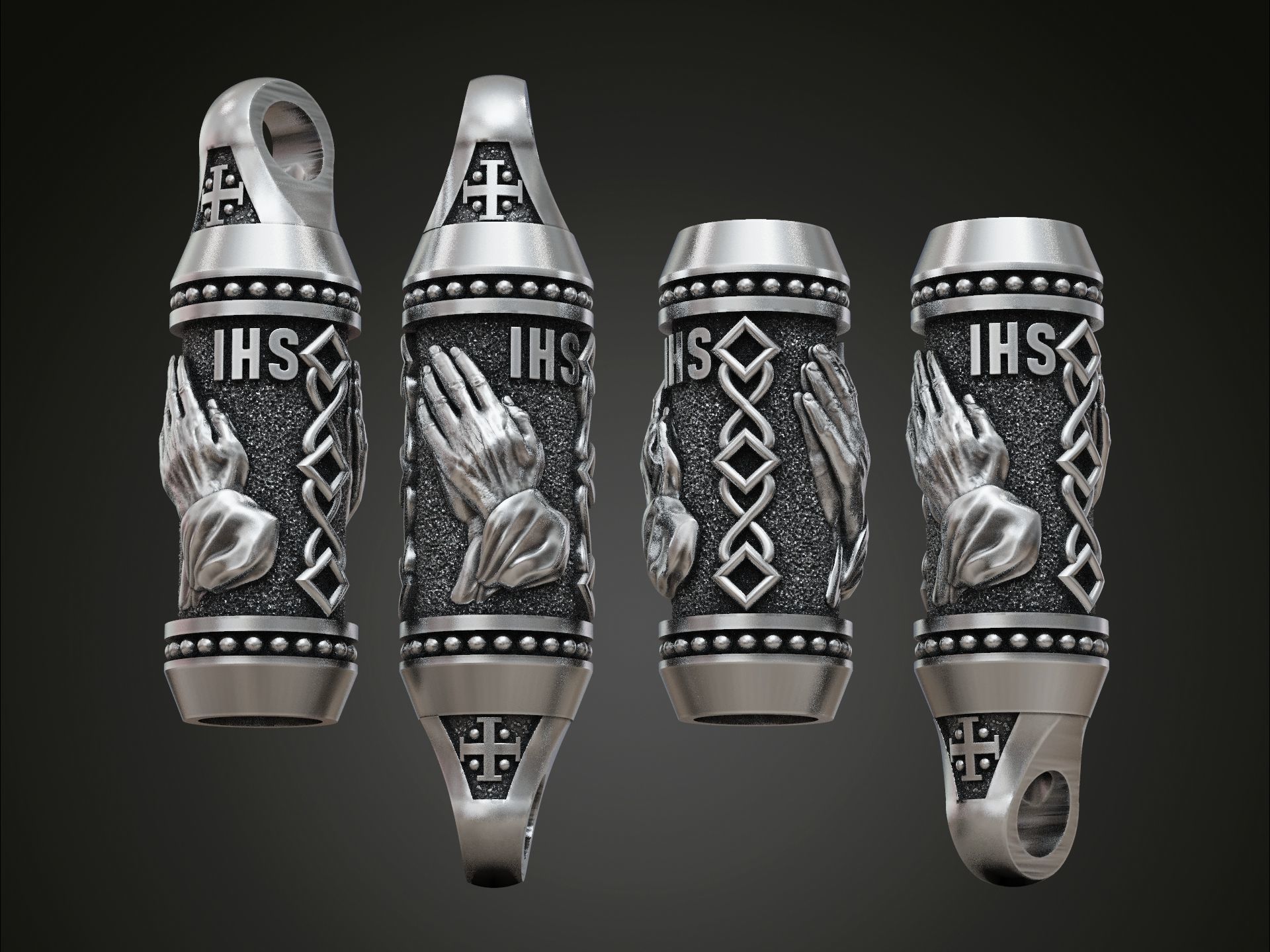 Charm bead spacer rope hands pray 3D print model_2