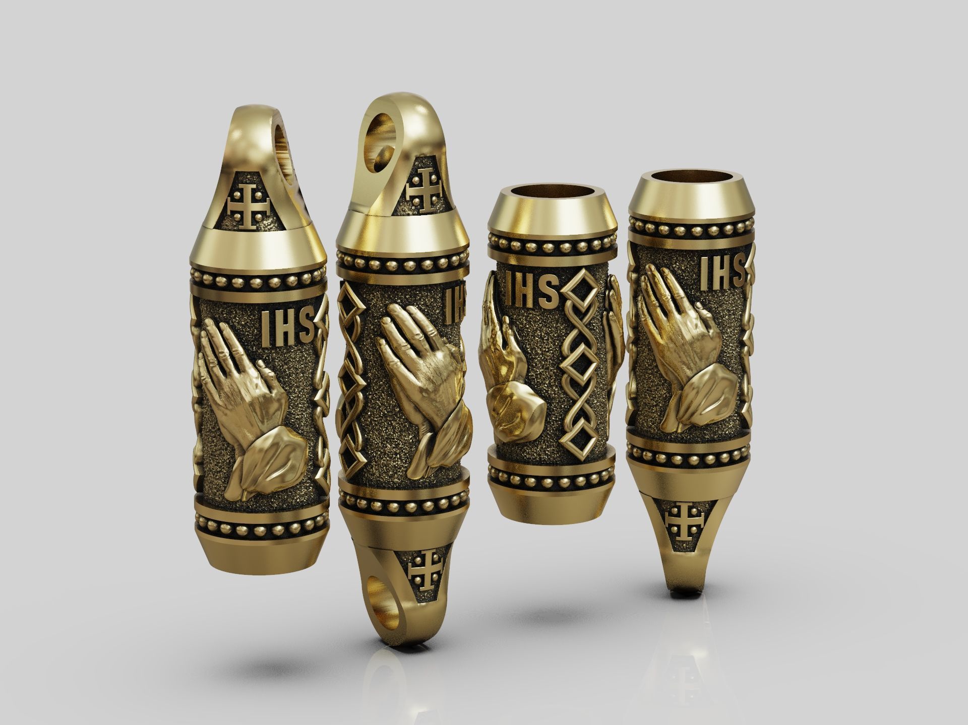 Charm bead spacer rope hands pray 3D print model_7