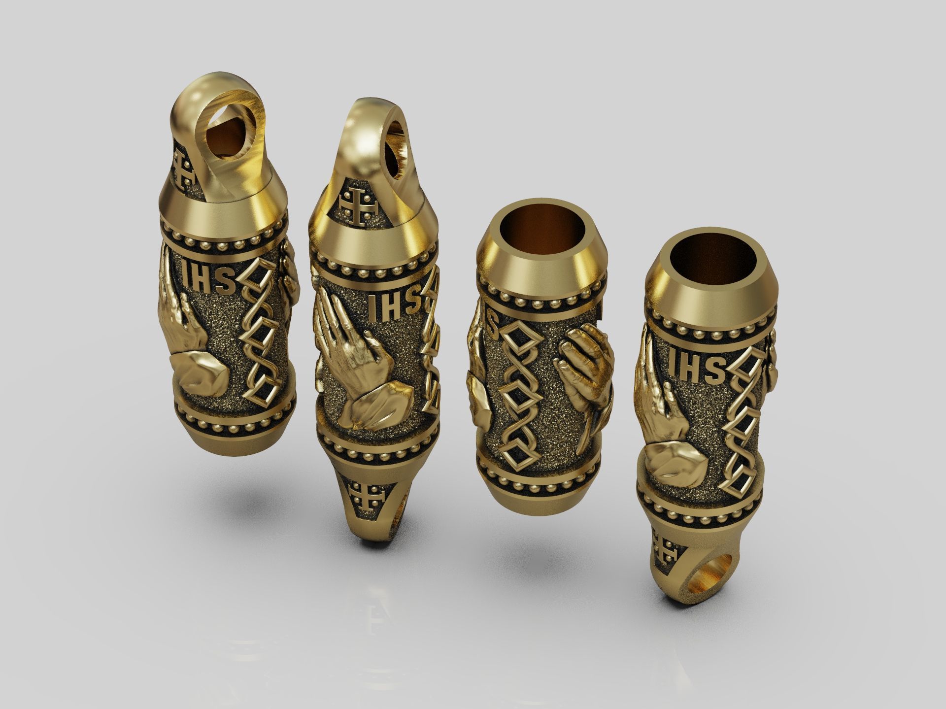 Charm bead spacer rope hands pray 3D print model_8