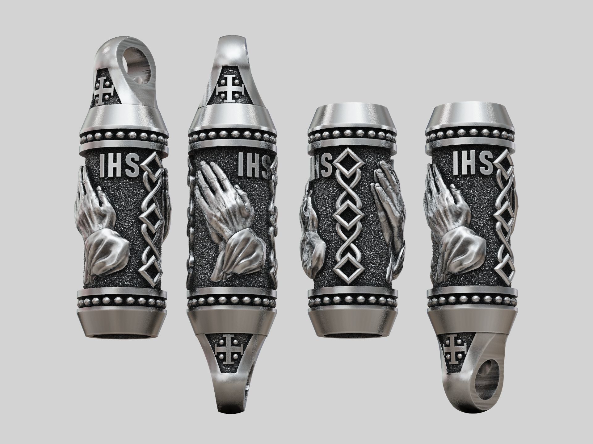 Charm bead spacer rope hands pray 3D print model_6