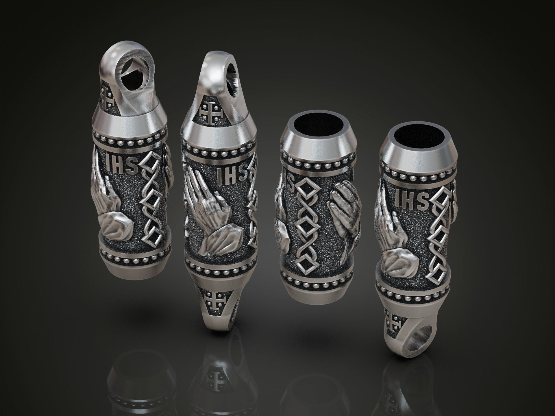 Charm bead spacer rope hands pray 3D print model_4