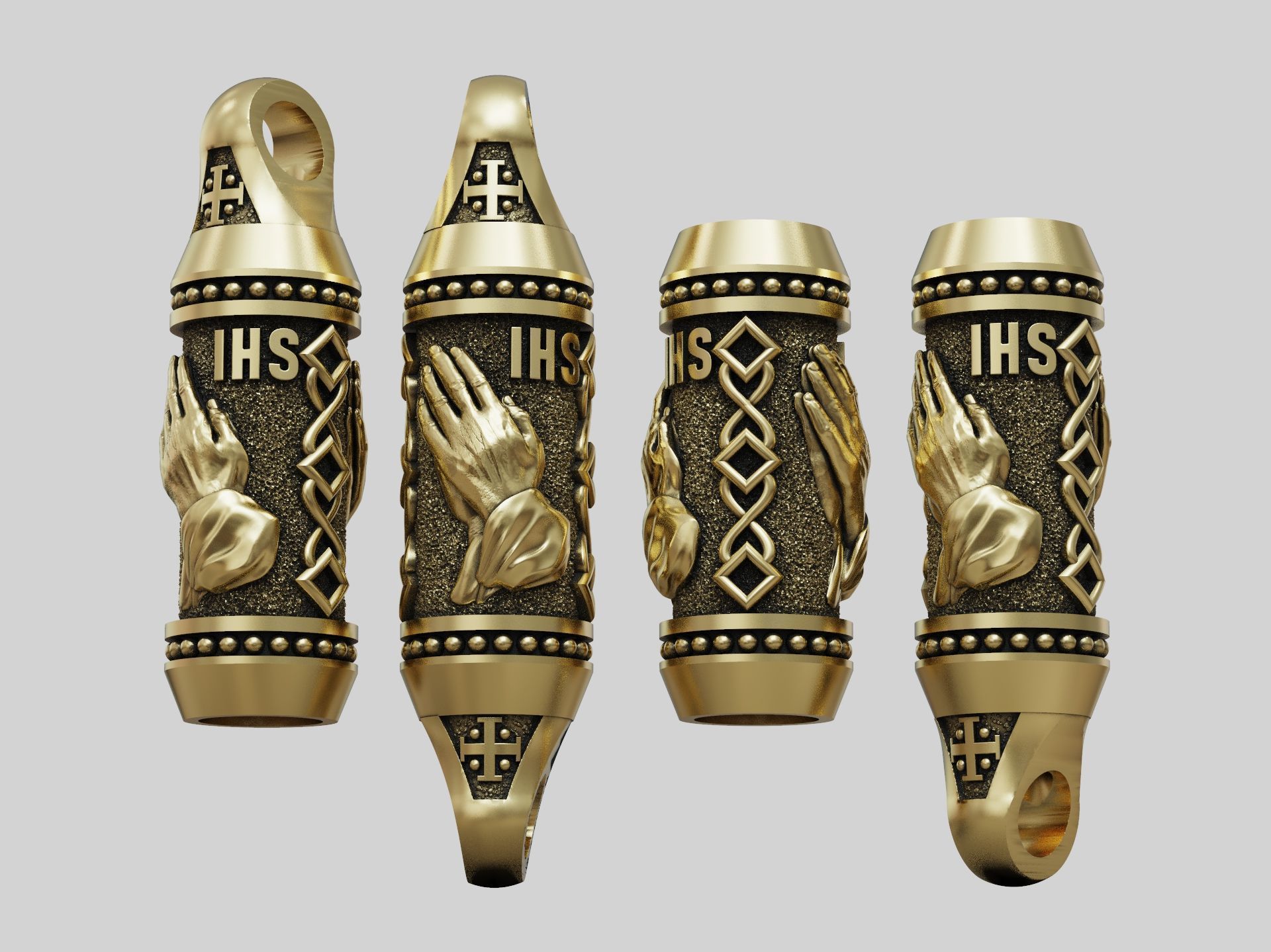 Charm bead spacer rope hands pray 3D print model_5