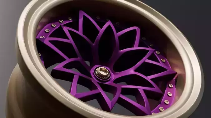 Sport car rim - purple 3D model