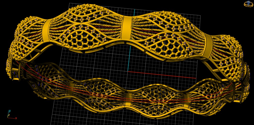 1285 Wavy Honeycomb Openwork Bangle 10g 3D print model_1