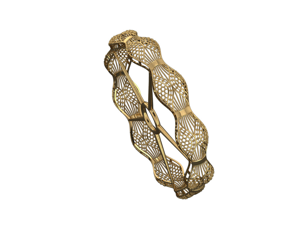 1285 Wavy Honeycomb Openwork Bangle 10g 3D print model_2