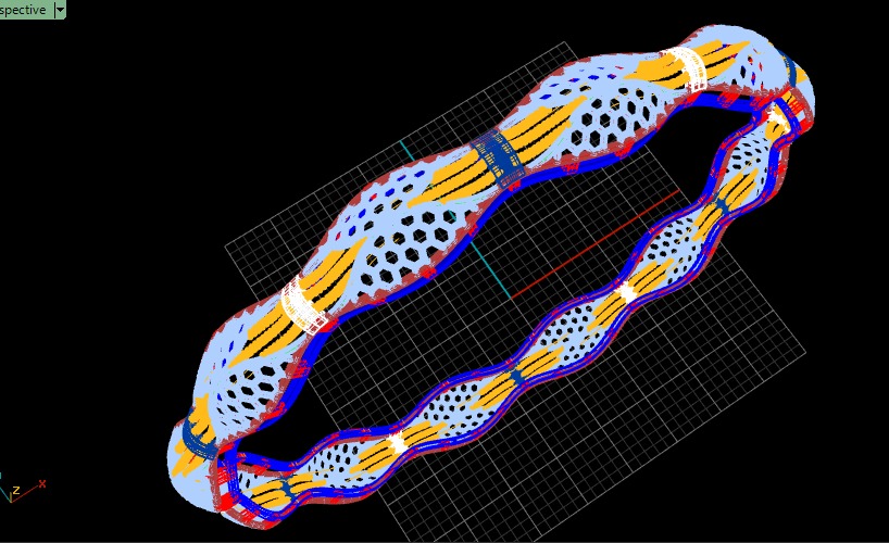 1285 Wavy Honeycomb Openwork Bangle 10g 3D print model_4