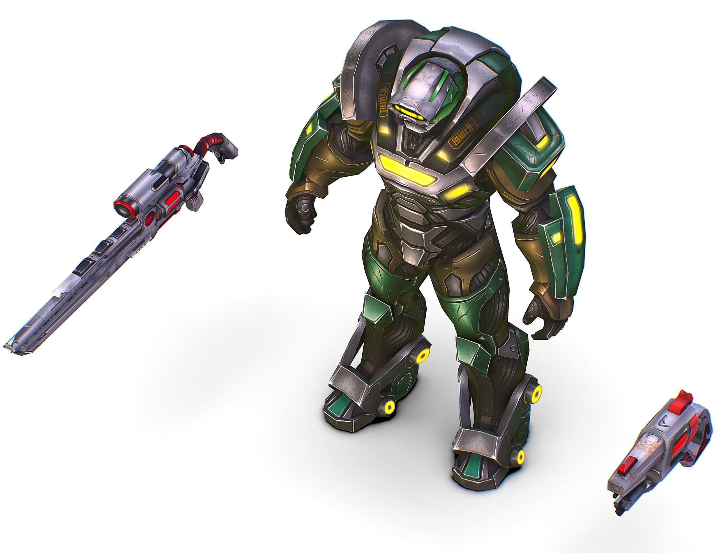 Cartoon Sci-Fi Cyborg Drone Heavy Sniper Low-poly 3D model_29