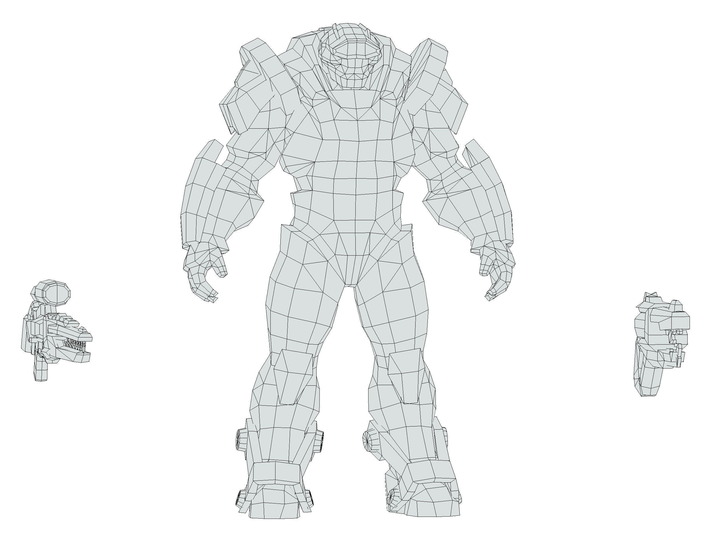 Cartoon Sci-Fi Cyborg Drone Heavy Sniper Low-poly 3D model_80