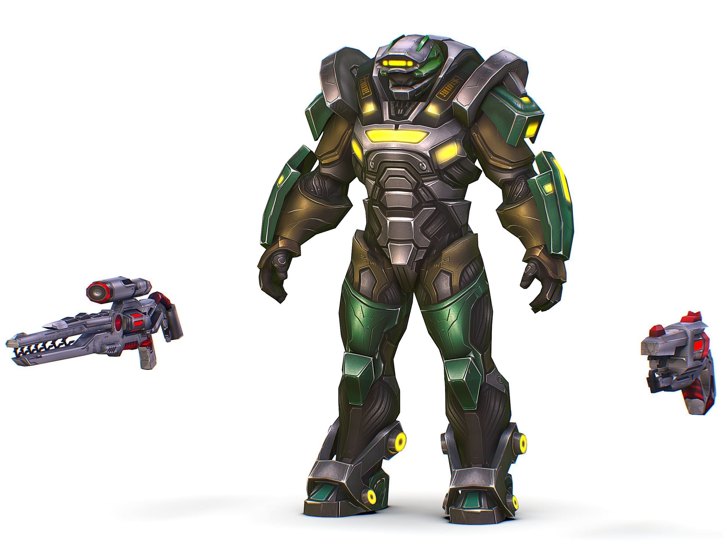 Cartoon Sci-Fi Cyborg Drone Heavy Sniper Low-poly 3D model_3