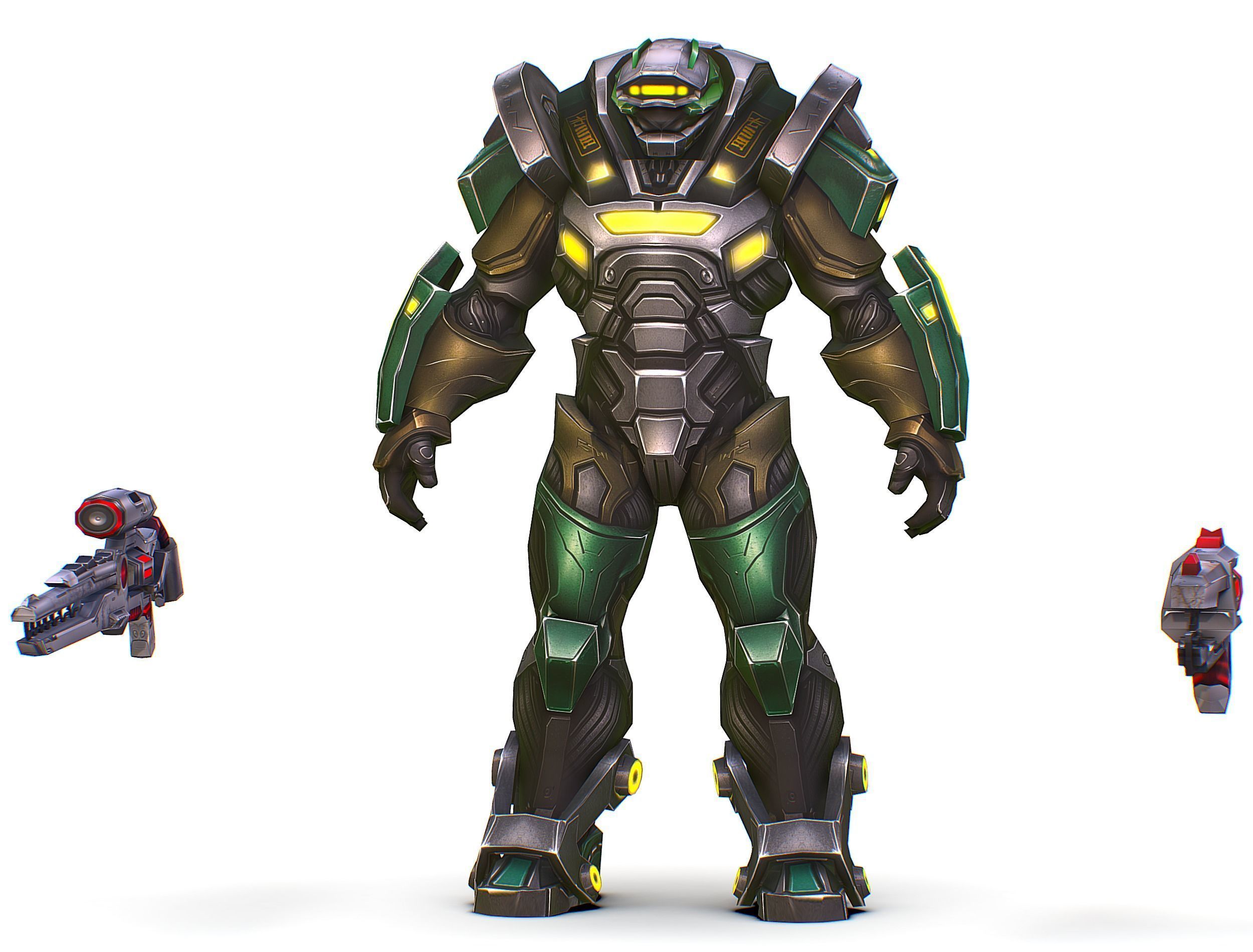 Cartoon Sci-Fi Cyborg Drone Heavy Sniper Low-poly 3D model_2