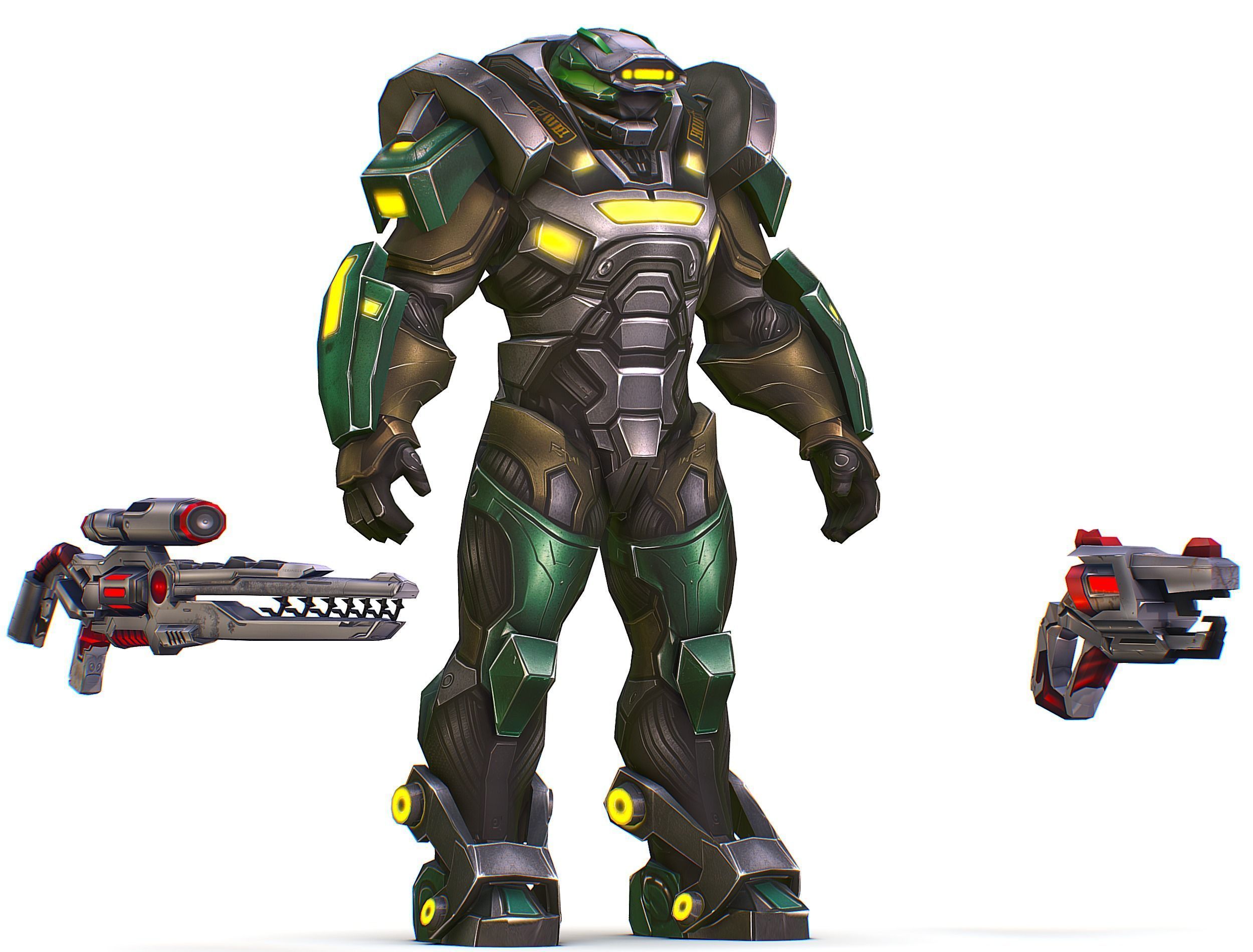 Cartoon Sci-Fi Cyborg Drone Heavy Sniper Low-poly 3D model_14