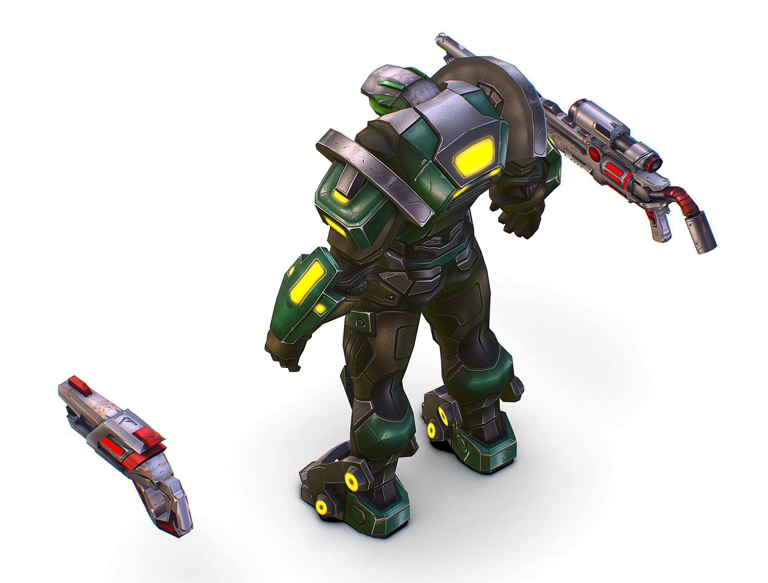 Cartoon Sci-Fi Cyborg Drone Heavy Sniper Low-poly 3D model_30