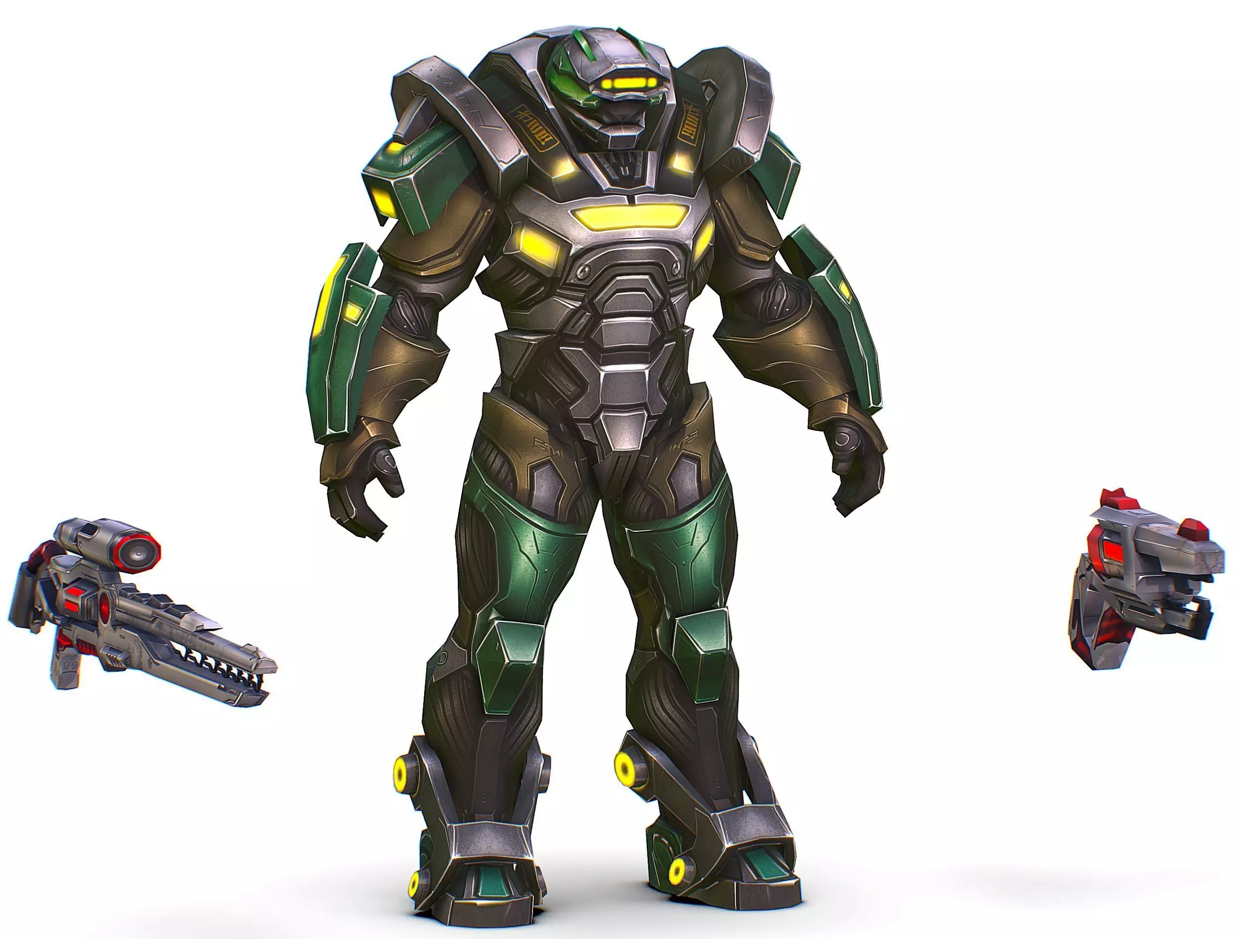 Cartoon Sci-Fi Cyborg Drone Heavy Sniper Low-poly 3D model_0