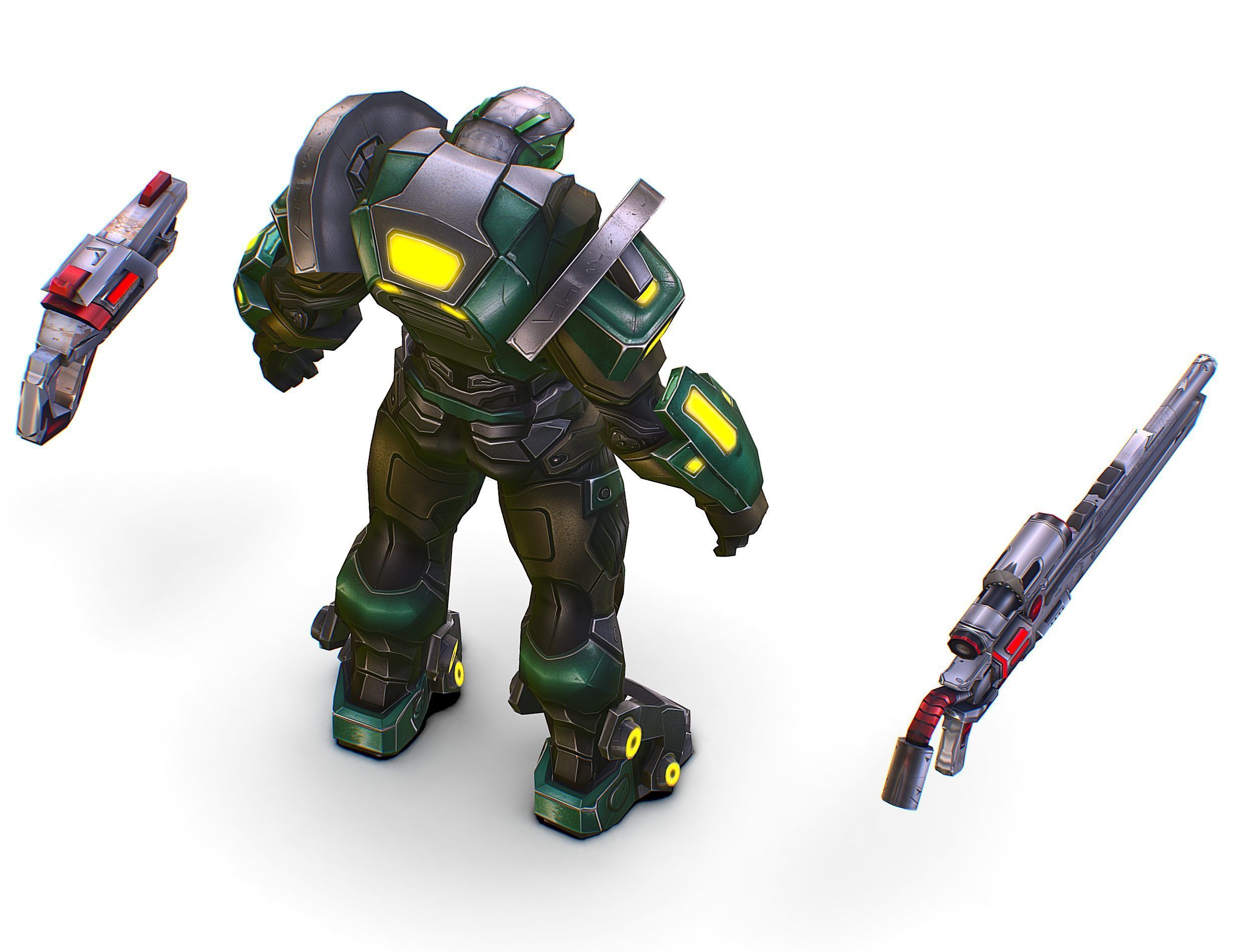 Cartoon Sci-Fi Cyborg Drone Heavy Sniper Low-poly 3D model_31