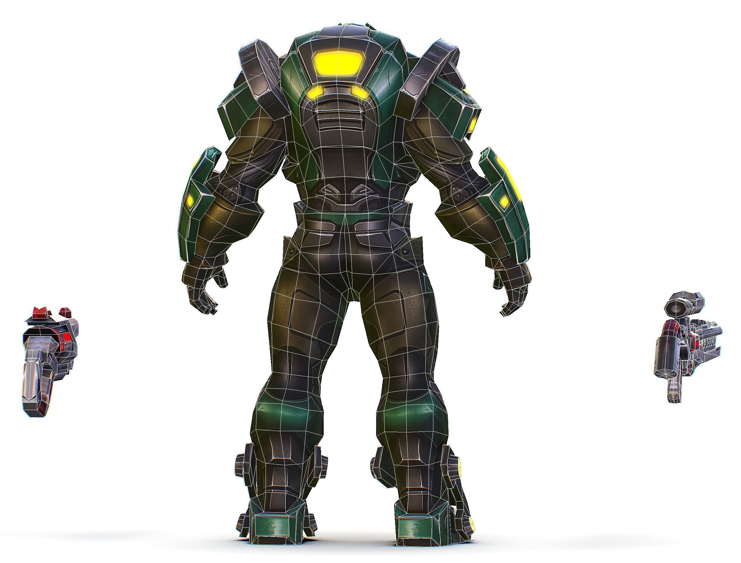 Cartoon Sci-Fi Cyborg Drone Heavy Sniper Low-poly 3D model_81