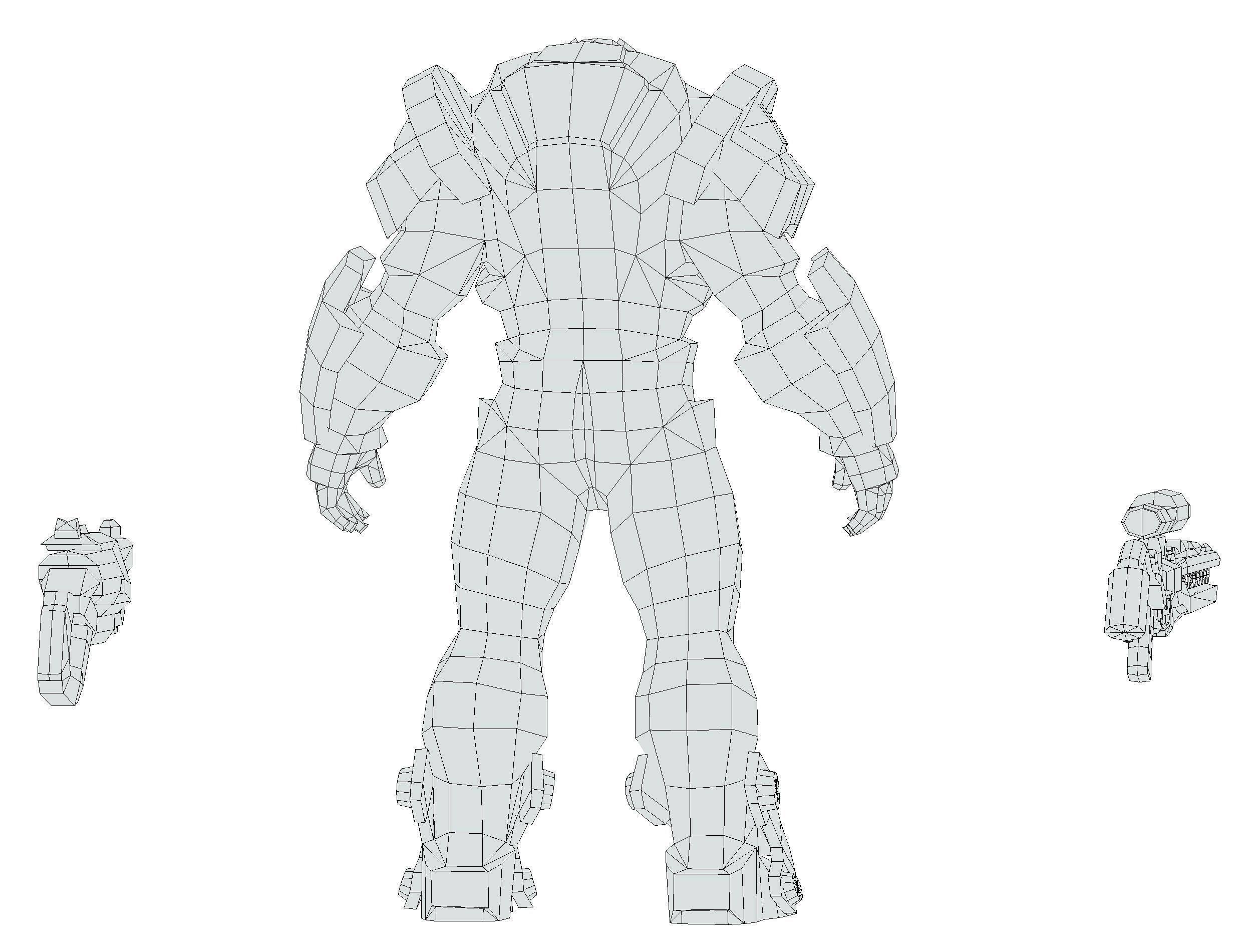 Cartoon Sci-Fi Cyborg Drone Heavy Sniper Low-poly 3D model_84