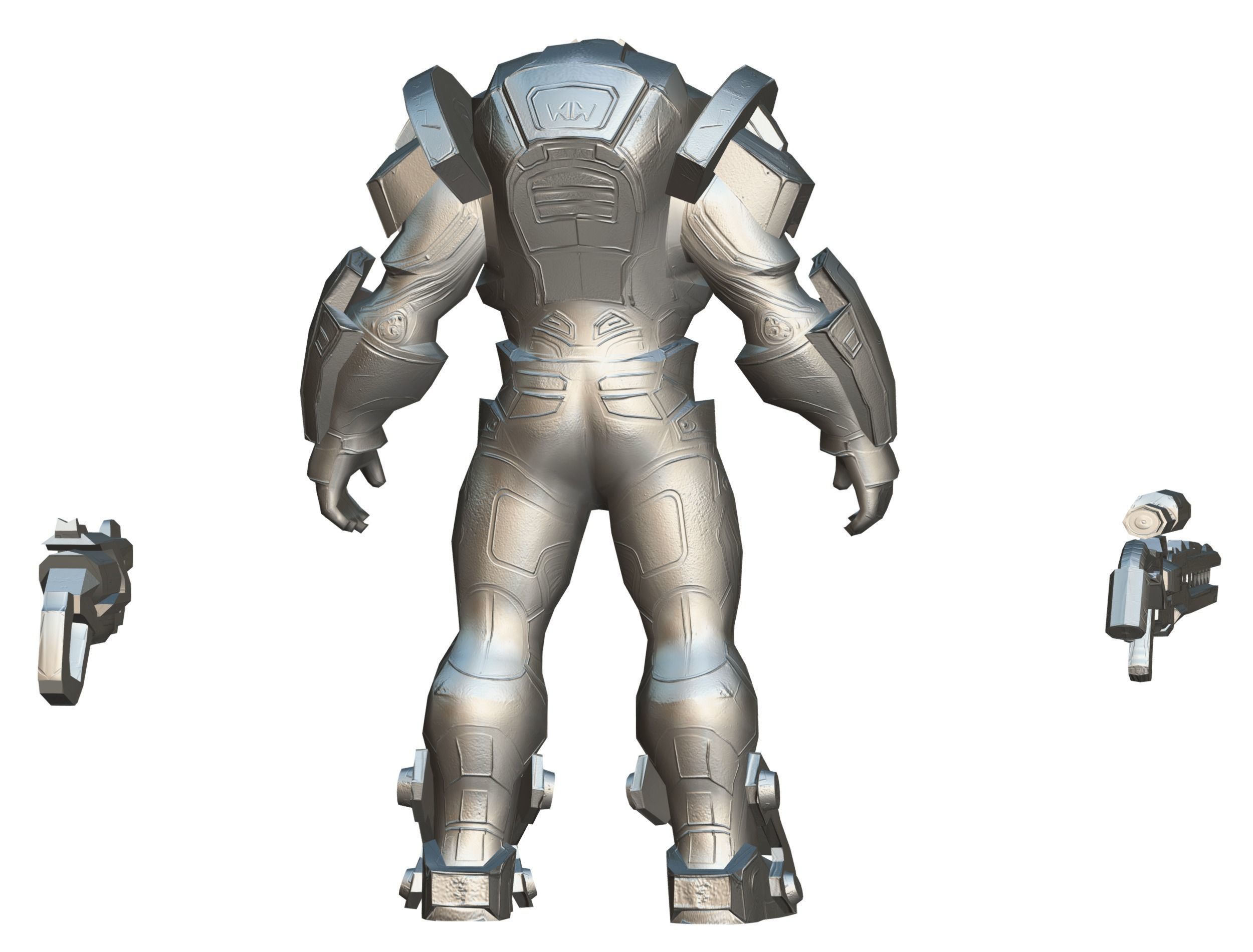 Cartoon Sci-Fi Cyborg Drone Heavy Sniper Low-poly 3D model_83