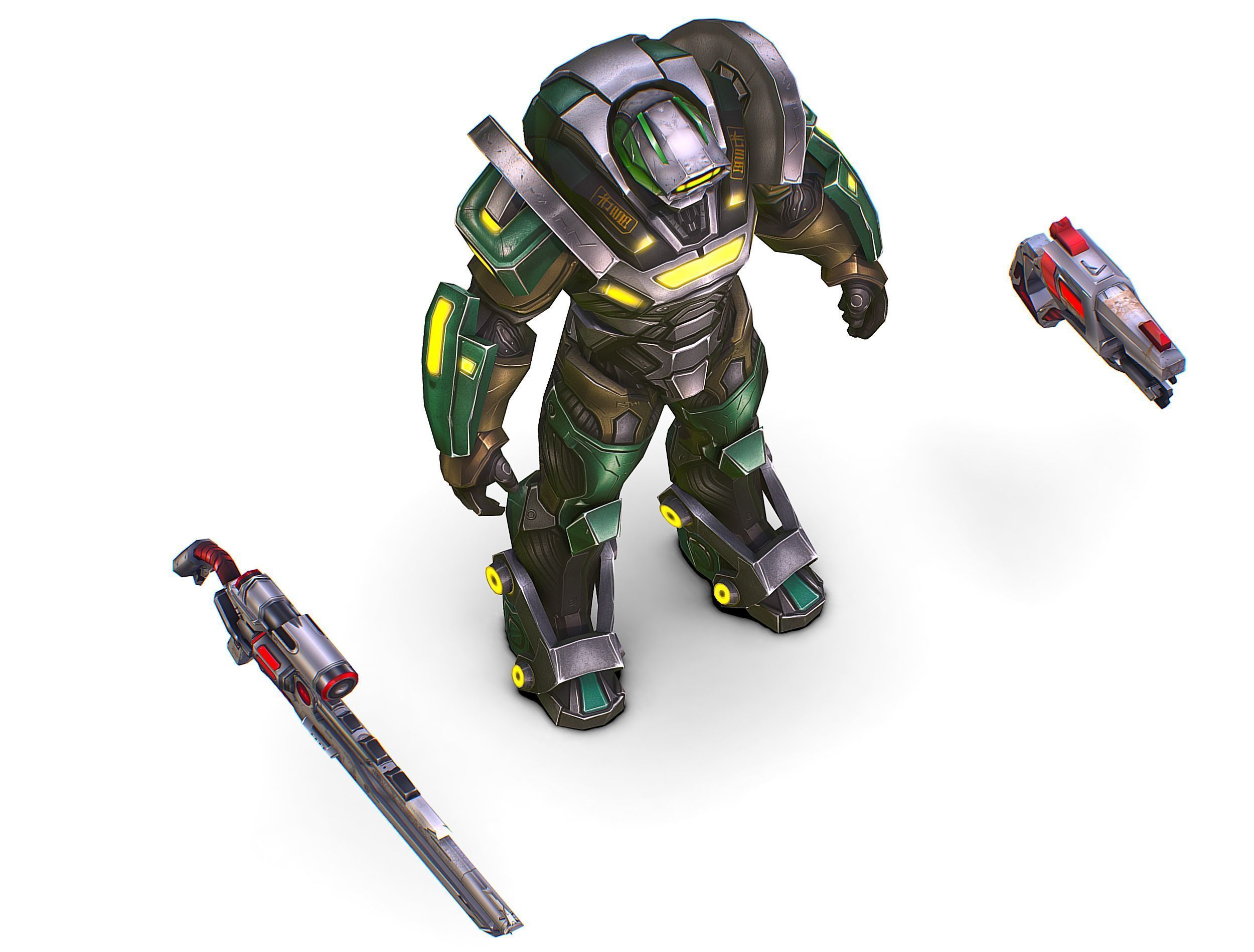 Cartoon Sci-Fi Cyborg Drone Heavy Sniper Low-poly 3D model_28