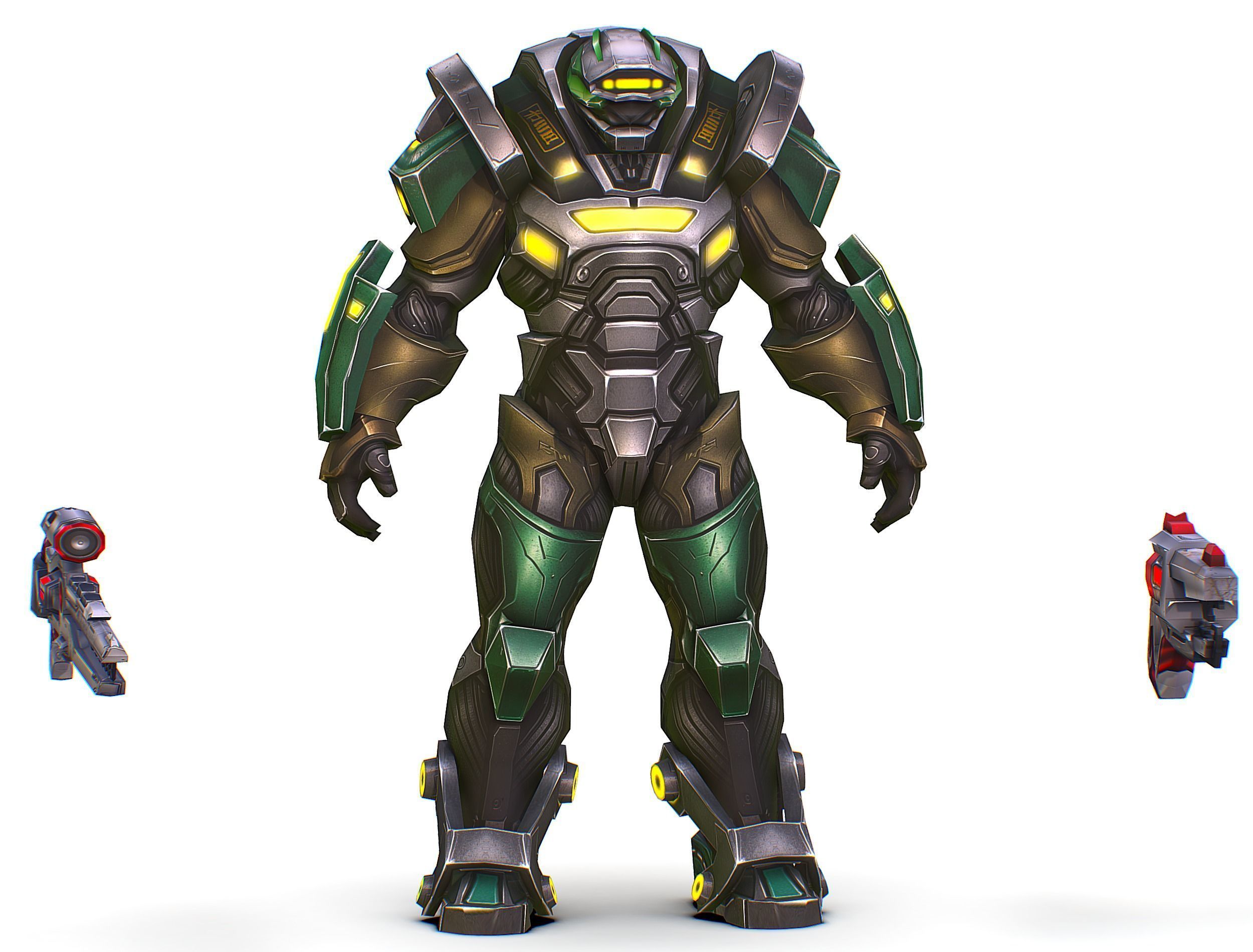 Cartoon Sci-Fi Cyborg Drone Heavy Sniper Low-poly 3D model_1