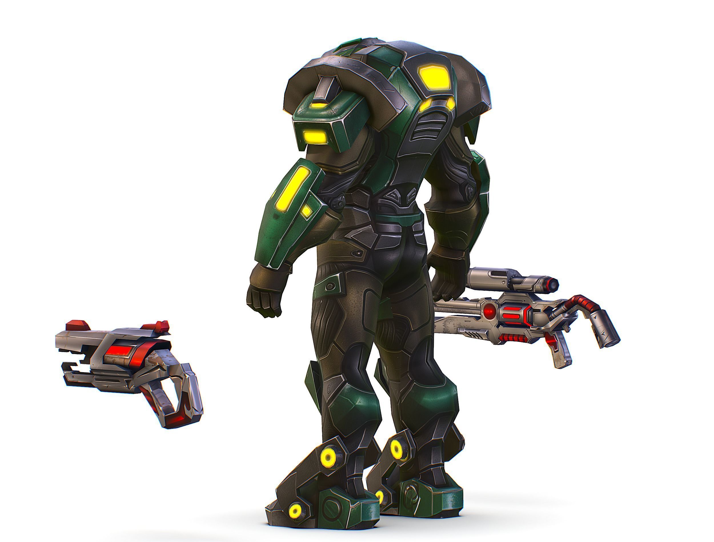 Cartoon Sci-Fi Cyborg Drone Heavy Sniper Low-poly 3D model_8