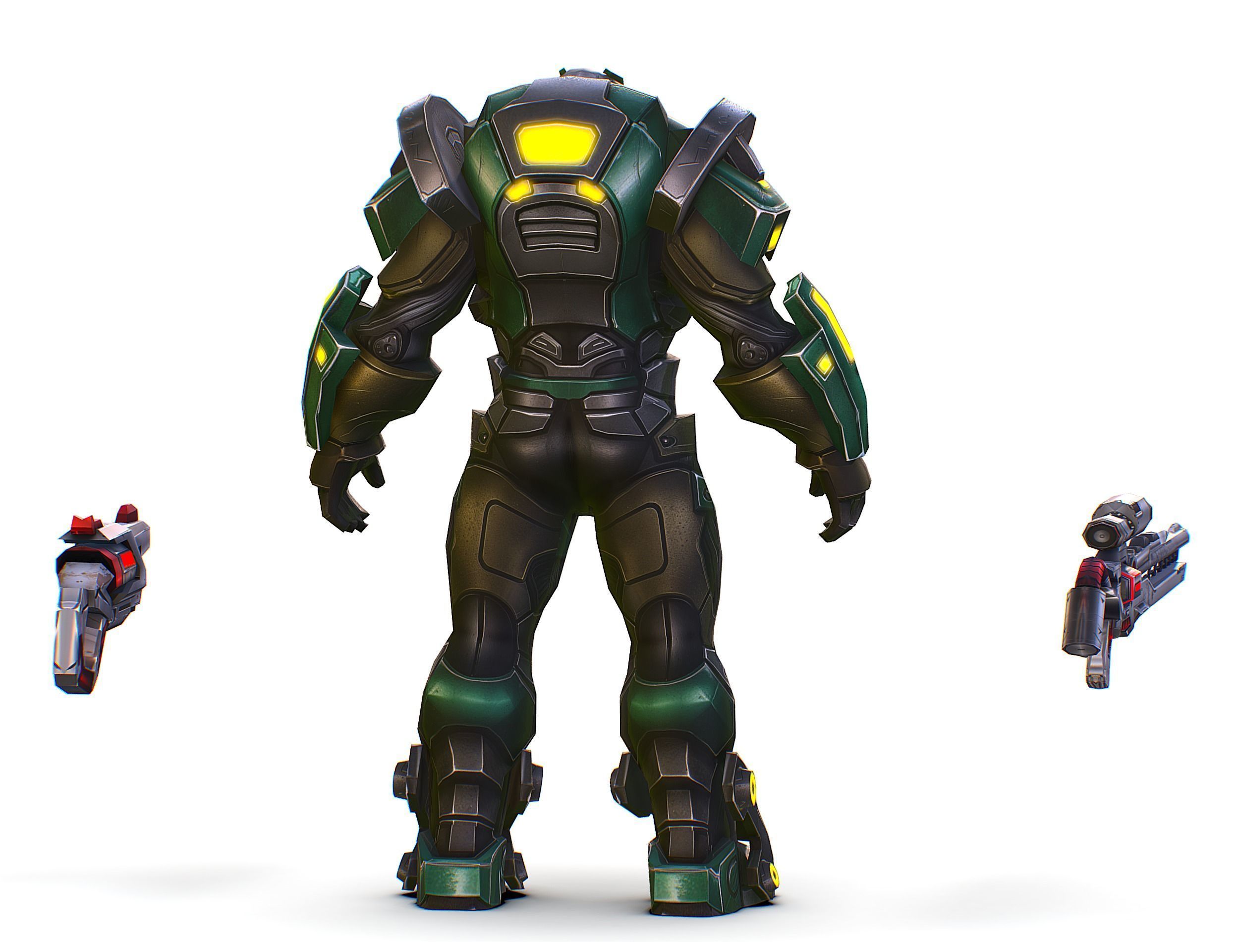 Cartoon Sci-Fi Cyborg Drone Heavy Sniper Low-poly 3D model_10