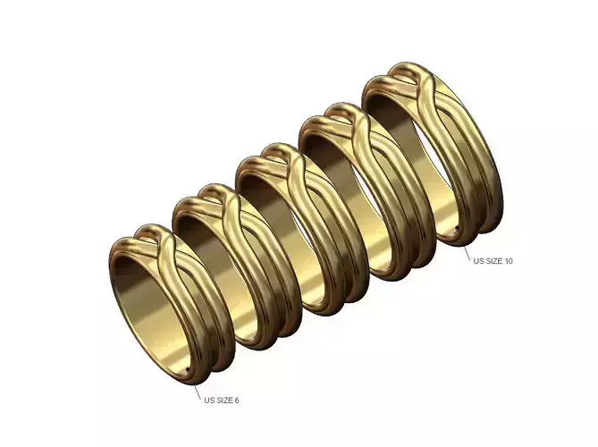 Twisted overlapping knot link cigar band US sizes 6to10 3D print model