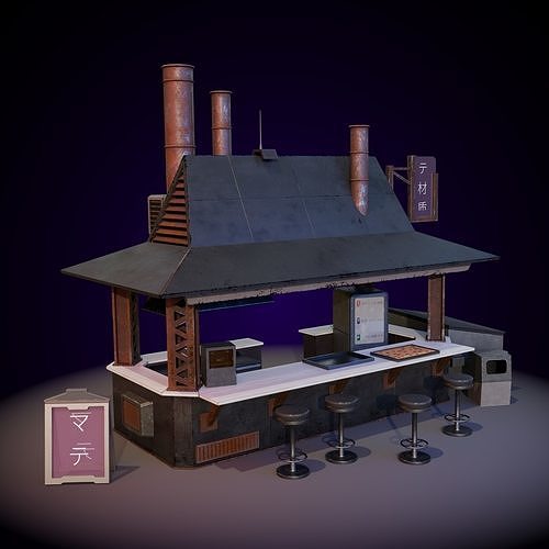 Street Vendor Stall Low-poly 3D model